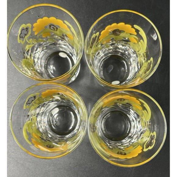 Vintage Hand-Painted Floral Juice Glasses made in Japan Orange Green Gold Dots - Picture 5 of 11